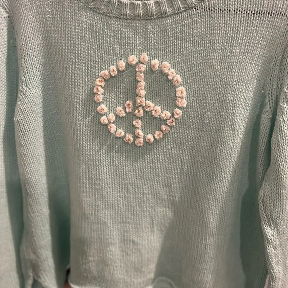 Wooden Ships mint green peace sweater - Picture 2 of 10